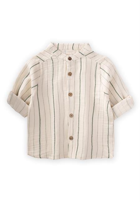 Hakim Yaka Mevsimlik Gömlek 2-10 Yaş Naturel Çizgili