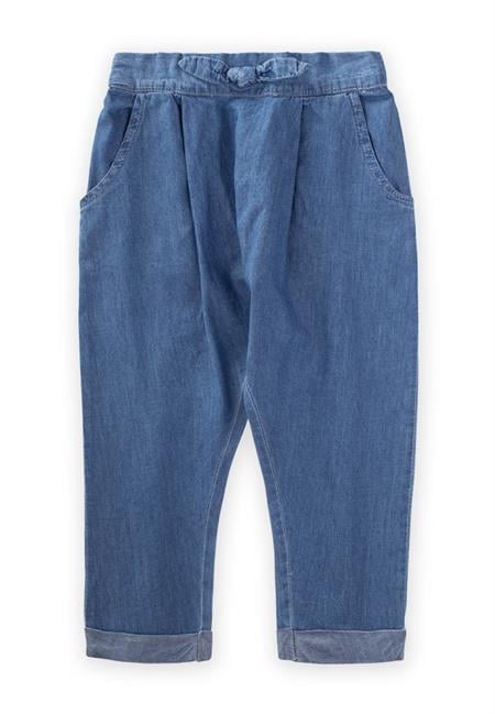 Pileli Boyfriend Kot Pantolon 1-5 Yaş Mavi