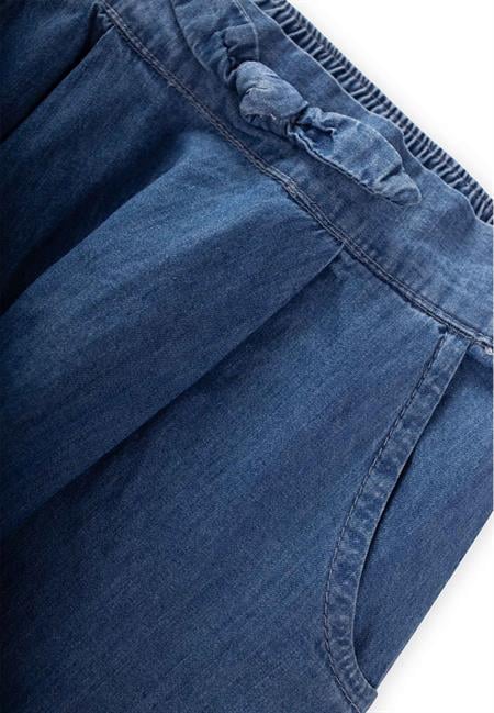 Pileli Boyfriend Kot Pantolon 1-5 Yaş Mavi