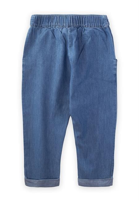 Pileli Boyfriend Kot Pantolon 1-5 Yaş Mavi