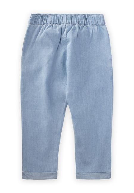 Pileli Boyfriend Kot Pantolon 1-5 Yaş Buz Mavisi
