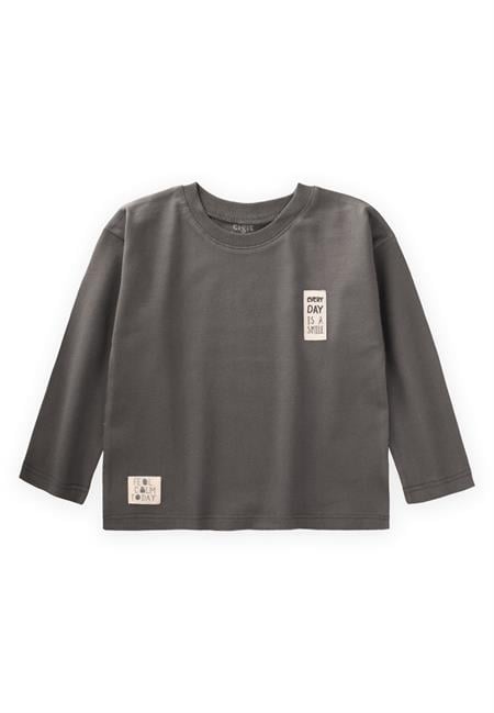 Etiket Detaylı Mevsimlik T-Shırt 2-10 Yaş Haki Yeşil