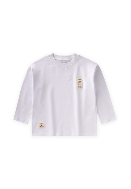 Etiket Detaylı Mevsimlik T-Shırt 2-10 Yaş BEYAZ