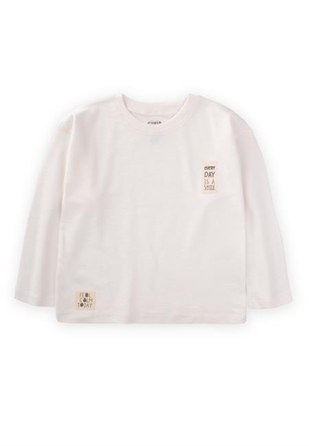 Etiket Detaylı Mevsimlik T-Shırt 2-10 Yaş KIRIK BEYAZ