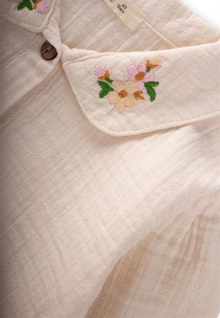 Nakışlı Organik Müslin Gömlek 2-8 Yaş Naturel