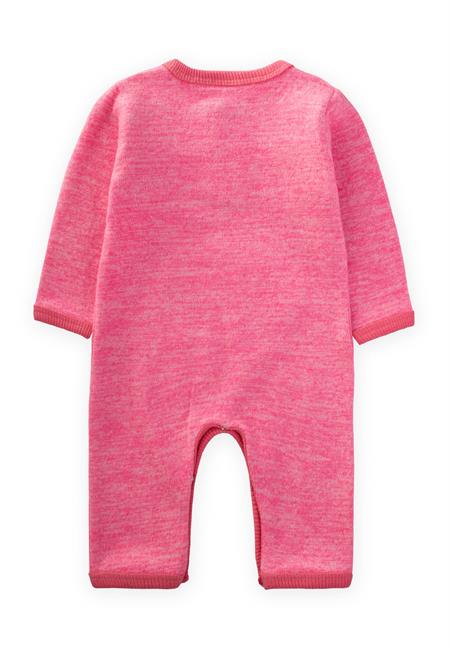 Melanjlı Kanguru Cepli Tulum 0-3 Yaş Pembe Melanj