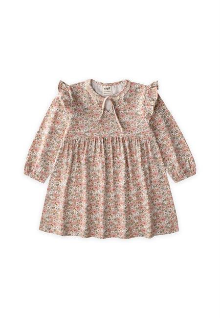 Desenli Mevsimlik Elbise 1-7 Yaş Ekru