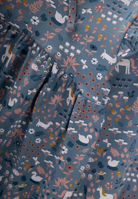 Desenli Mevsimlik Elbise 1-7 Yaş İndigo Mavi