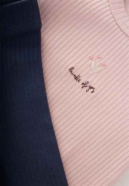 Nakışlı Mevsimlik Zıbın Takım 0-3 Yaş Pudra Pembe