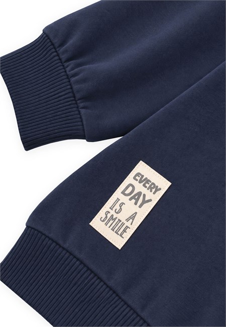 Etiket Detaylı Sweatshırt 2-10 Yaş LACİVERT