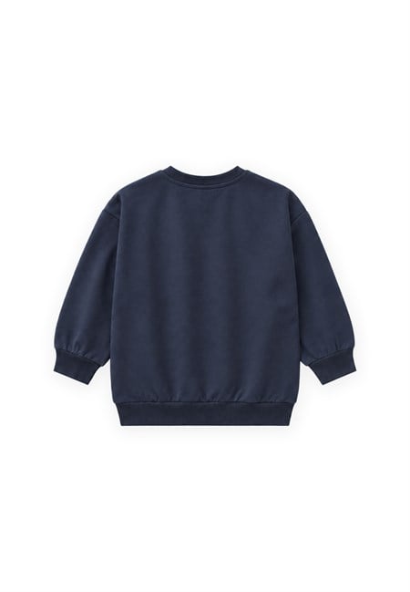 Etiket Detaylı Sweatshırt 2-10 Yaş LACİVERT