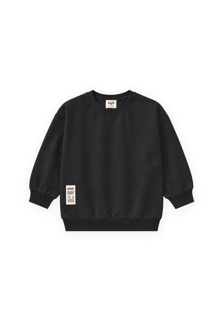 Etiket Detaylı Sweatshırt 2-10 Yaş Siyah