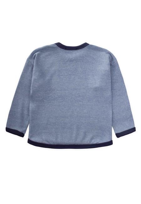 Kontrast Detaylı Kırçıllı Sweatshırt 1-5 Yaş İNDİGO MAVİ