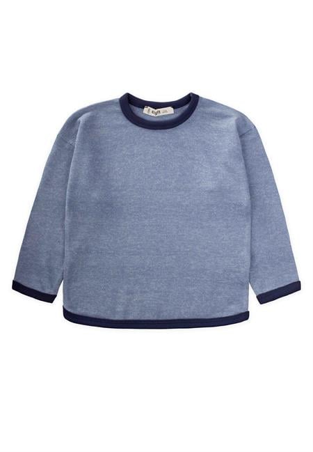 Kontrast Detaylı Kırçıllı Sweatshırt 1-5 Yaş İNDİGO MAVİ