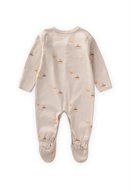 Ayaklı Kendinden Eldivenli Desenli Tulum 0-9 Ay Güneş Desen