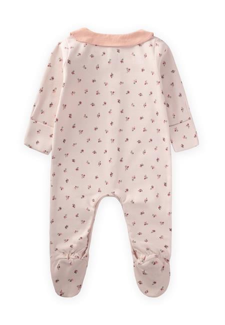 Çıtır Çiçek Desenli Bebe Yaka Tulum 0-9 Ay EKRU