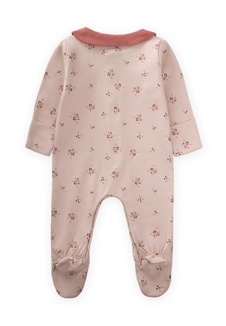 Çıtır Çiçek Desenli Bebe Yaka Tulum 0-9 Ay Pudra Pembe