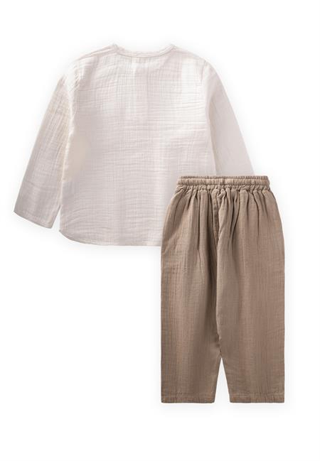 Organik Bohem Gömlekli Mevsimlik Takım 2-8 Yaş Ekru