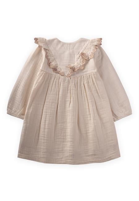 Organik Etnik Nakışlı Müslin Elbise 1-8 Yaş Naturel