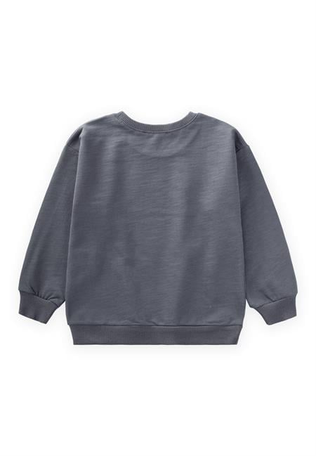 Pullu Ay Yıldız Nakışlı Sweatshırt 2-8 Yaş GRİ