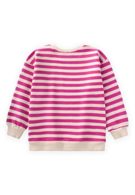 Balıksırtı Çizgili Triko Sweatshirt 2-10 Yaş Fuşya