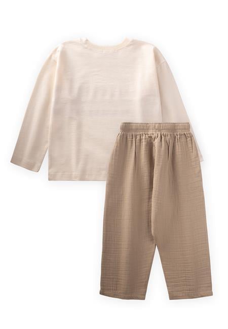 Brave Çizgili Mevsimlik Takım 2-8 Yaş Ekru