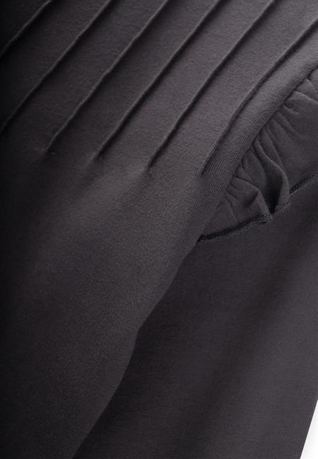 Nervür Detaylı T-Shırt 3-10 Yaş Füme