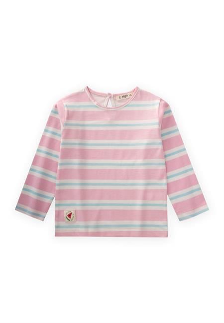 Çizgili Uzun Kollu T-Shırt 2-8 Yaş PUDRA MAVİ ÇİZGİ