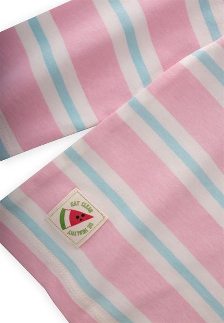 Çizgili Uzun Kollu T-Shırt 2-8 Yaş PUDRA MAVİ ÇİZGİ