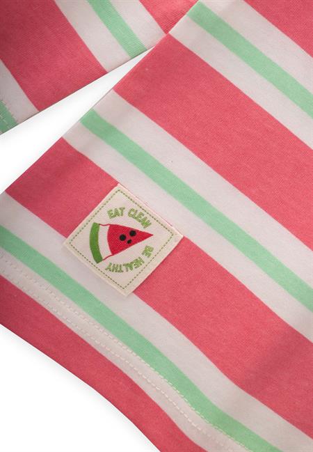 Çizgili Uzun Kollu T-Shırt 2-8 Yaş PEMBE YEŞİL ÇİZGİLİ