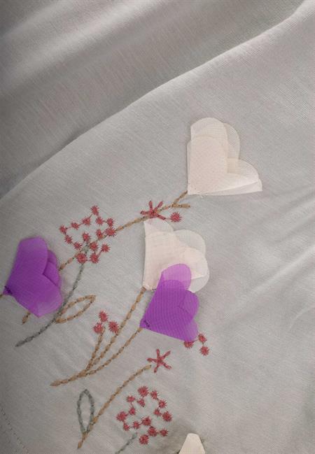 Çiçek Nakışlı Uzun Kollu T-Shırt 1-7 Yaş Taş