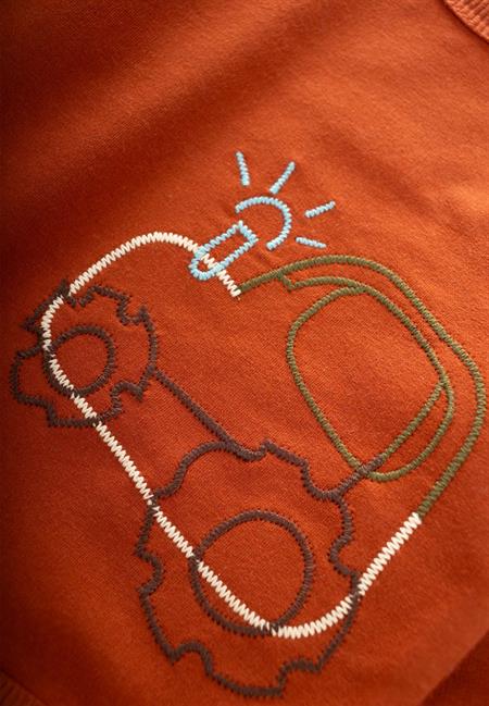 Traktör Nakışlı Sweatshırt 0-4 Yaş Kiremit