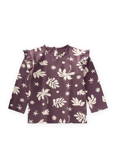 Desenli Uzun Kollu T-Shırt 2-10 Yaş Mürdüm