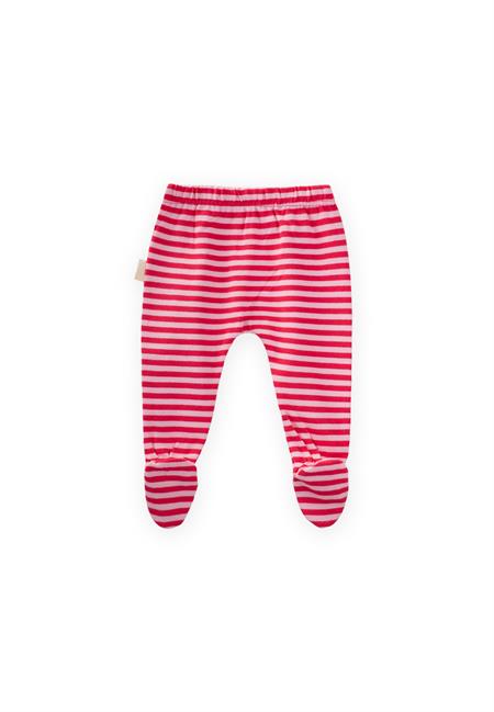 Ayaklı Bebe Pantolon 0-6 Ay PUDRA MERCAN ÇİZGİLİ