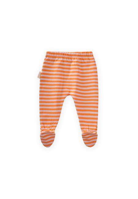 Ayaklı Bebe Pantolon 0-6 Ay PUDRA ŞEFTALİ ÇİZGİLİ