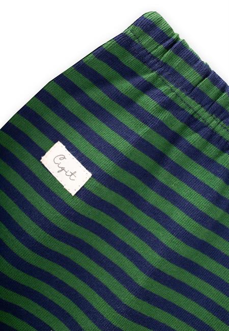 Ayaklı Bebe Pantolon 0-6 Ay Haki Lacivert Çizgili