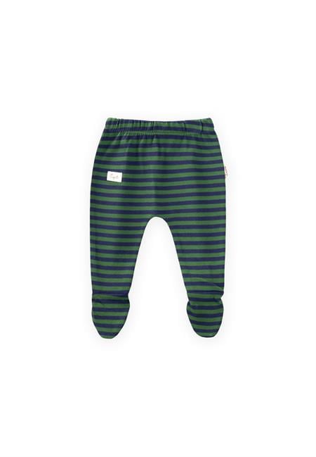 Ayaklı Bebe Pantolon 0-6 Ay Haki Lacivert Çizgili