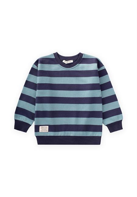 Çizgili Triko Sweatshırt 2-12 Yaş Mint Lacivert