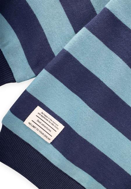 Çizgili Triko Sweatshırt 2-12 Yaş Mint Lacivert