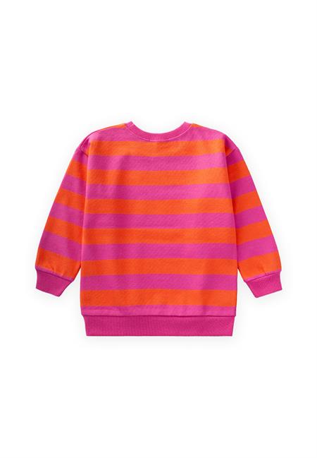 Çizgili Triko Sweatshırt 2-12 Yaş TURUNCU FUŞYA