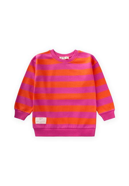 Çizgili Triko Sweatshırt 2-12 Yaş TURUNCU FUŞYA