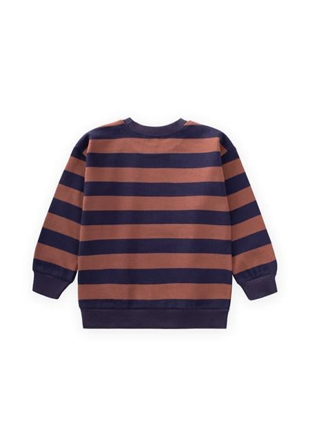 Çizgili Triko Sweatshırt 2-12 Yaş Lacivert Kahve