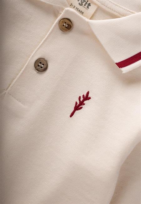 Uzun Kollu Polo Yaka T-Shırt 2-10 Yaş Ekru