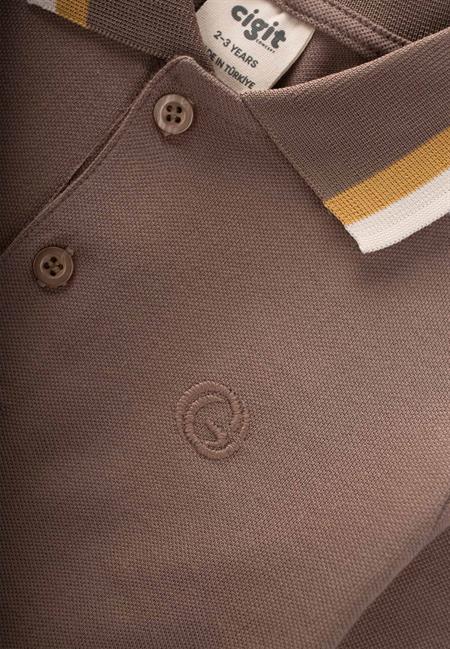 Uzun Kollu Polo Yaka T-Shırt 2-14 Yaş Vizon