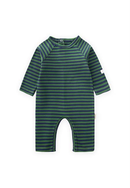 Çizgili Triko Tulum 0-3 Yaş HAKİ LACİVERT