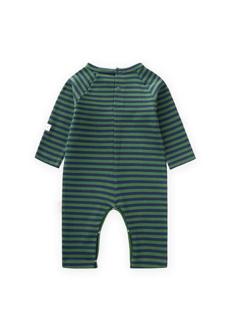 Çizgili Triko Tulum 0-3 Yaş HAKİ LACİVERT