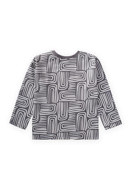 Uzun Kollu Desenli T-Shırt 3-12 Yaş Antrasit