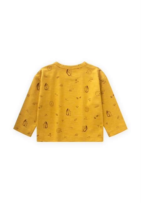 Uzun Kollu Desenli T-Shırt 0-3 Yaş Hardal Sarı