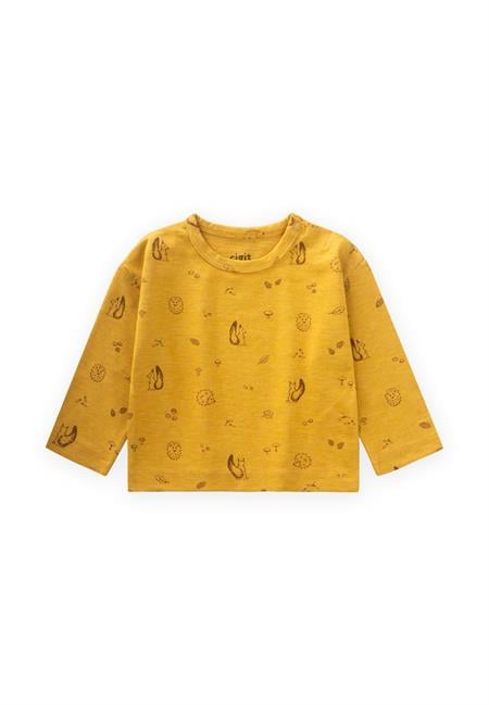 Uzun Kollu Desenli T-Shırt 0-3 Yaş Hardal Sarı