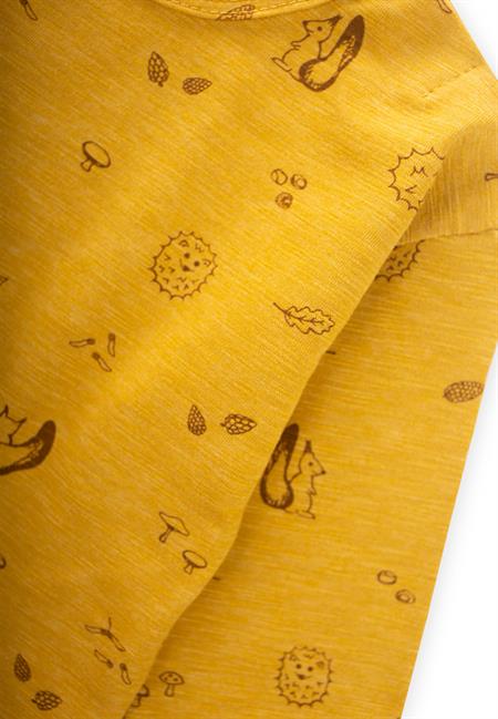 Uzun Kollu Desenli T-Shırt 0-3 Yaş Hardal Sarı